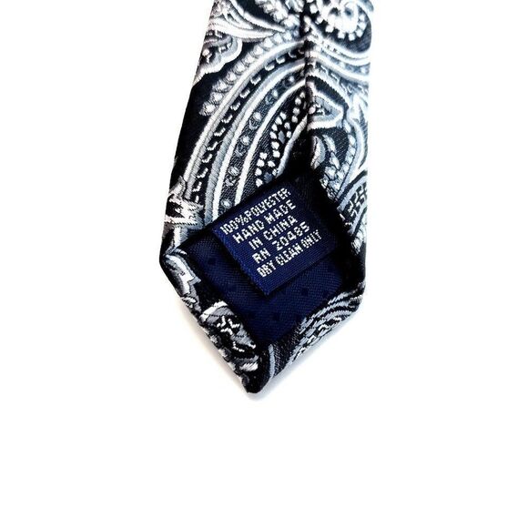 Pierre Cardin Paisley Woven Gray Skinny Polyester Tie - Picture 4 of 6